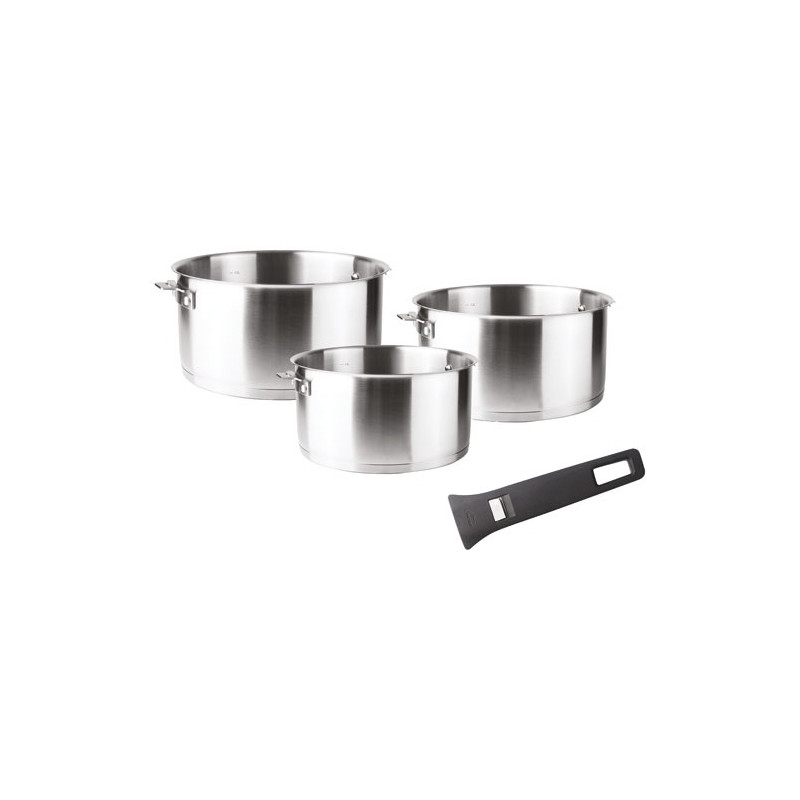 COMBI SET DE 3 CASSEROLES 16-18-20 CM + 1 POIGNEE NOIR LACOR - 56610