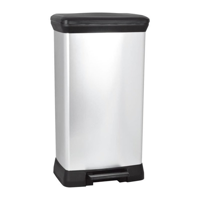 CURVER Poubelle a pédale - 50 litres - Aspect métal - Plastique recyclé