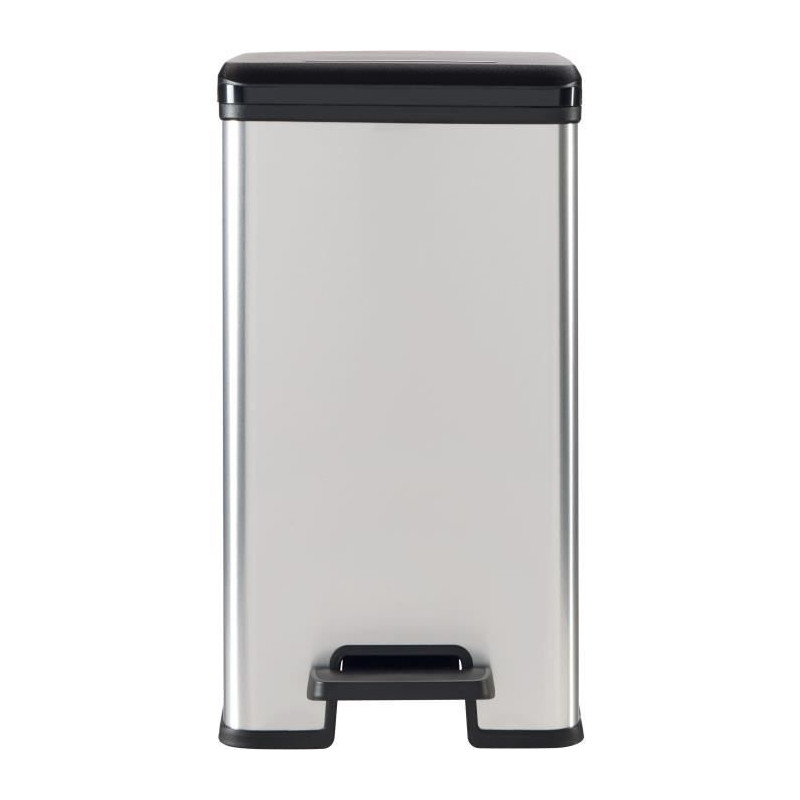 Poubelle Slim - SLIM BIN - CURVER - 25L - Design compact - 41 x 27 x 55 cm - Gris métallisé