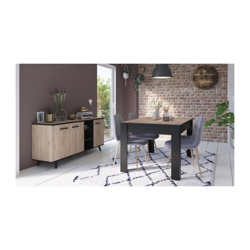 DEMEYERE Table a manger - Décor chene brossé - WAYNE - L 138,4 x P 90 x H 77,1 cm