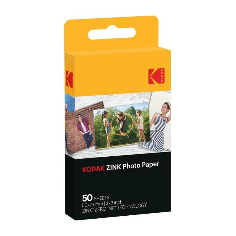 KODAK - Papier ZINK 2 x 3 Pack de 50 feuilles pour appareil PRINTOMATIC - Papier premium - Couleurs vives HD - Anti-bavures