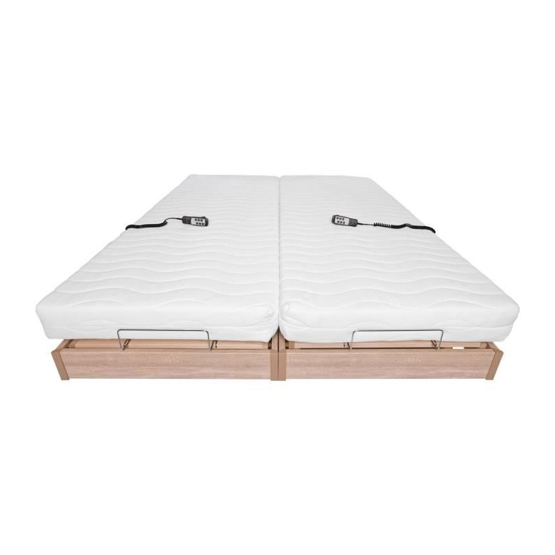 Ensemble relaxation matelas + sommiers électriques 2x90x200 - Mousse - Ferme - TALCA Fabrication française