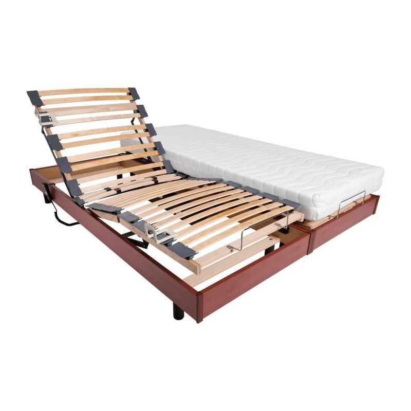 Ensemble relaxation matelas + sommiers électriques 2x90x200 - Mousse - Ferme - TALCA Fabrication française