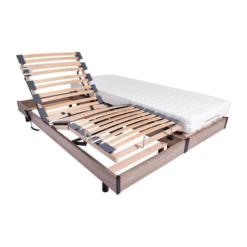 Ensemble relaxation matelas + sommiers électriques 2x80x200 - Mousse - Ferme - TALCA Fabrication française