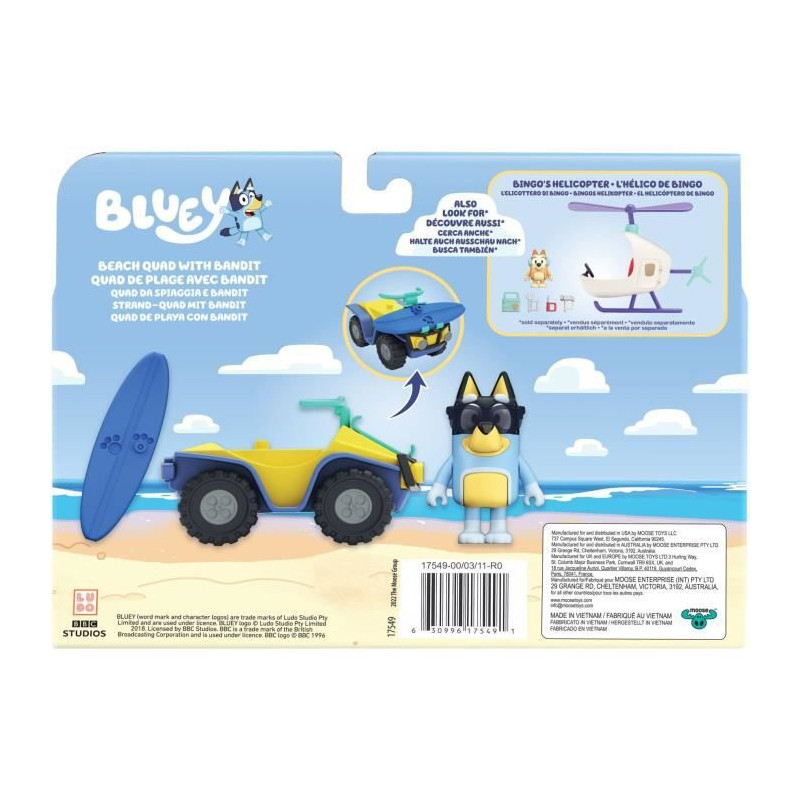 Quad de plage BLUEY avec figurine Bandit et accessoires - Bluey