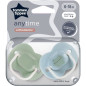 Sucettes - TOMMEE TIPPEE - ANYTIME - 6-18 mois - Lot de 2 sucettes symétriques sans BPA - Capsule de stérilisation réutilisab