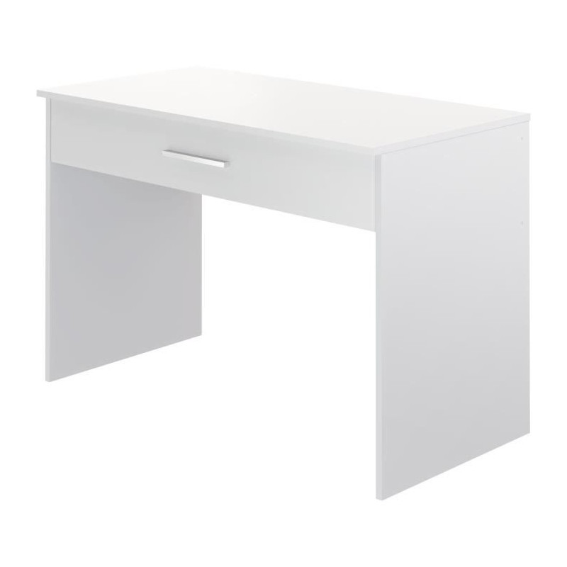 Bureau grand tiroir - Mélaminé blanc - 110 x 56 x 81,5 cm