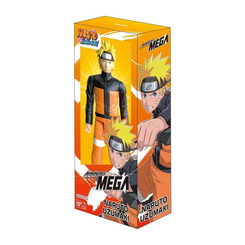 Grande Figurine articulée - BANDAI - Anime Heroes - Naruto Shippuden - Figurine Anime Heroes Mega 30 cm - Naruto Uzumaki