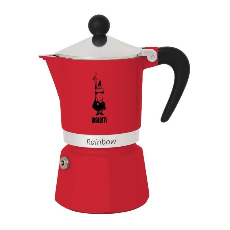 Cafetiere italienne - BIALETTI - RAINBOW - 6 tasses - 0,30 L - Rouge