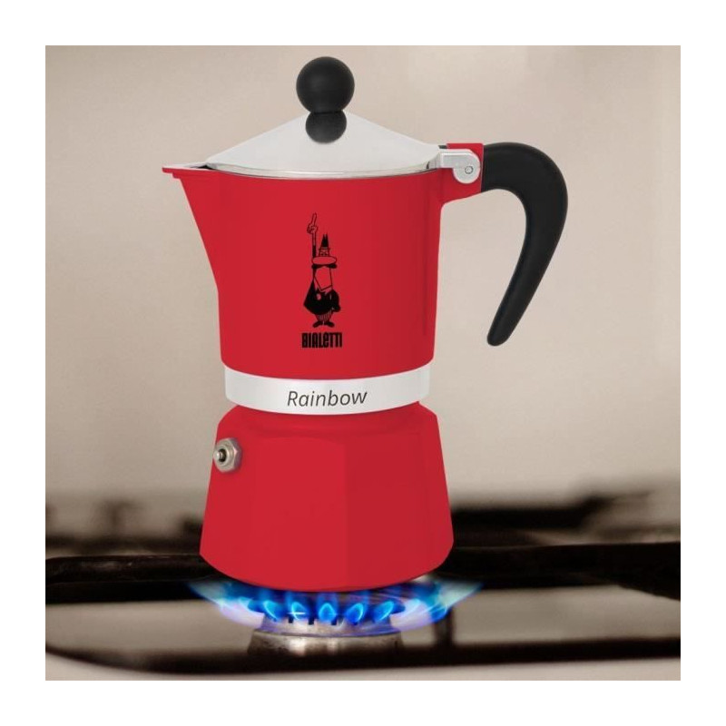 Cafetiere italienne - BIALETTI - RAINBOW - 6 tasses - 0,30 L - Rouge