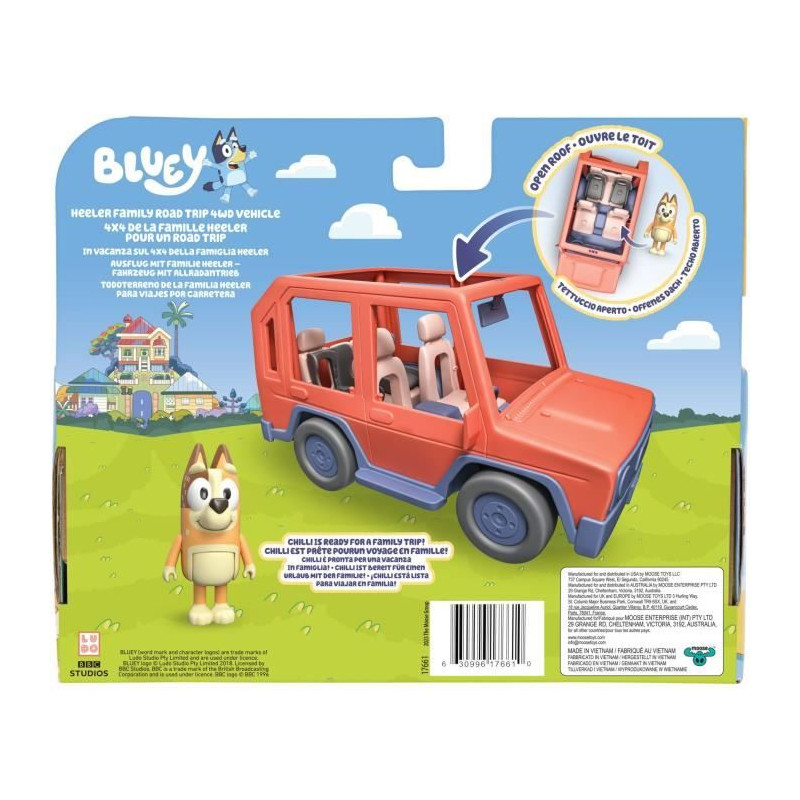 Voiture de Bluey - BLUEY - Véhicule familial avec figurine Chilli et accessoires