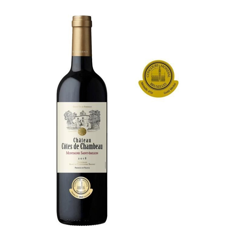 Château Côtes De Chambeau 2017 Montagne Saint-Emilion - Vin rouge de Bordeaux