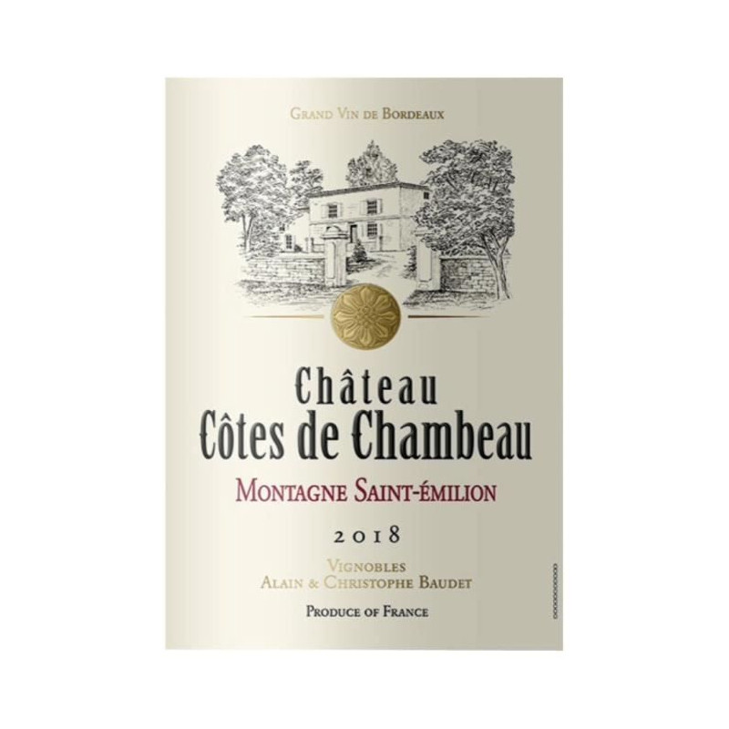 Château Côtes De Chambeau 2017 Montagne Saint-Emilion - Vin rouge de Bordeaux