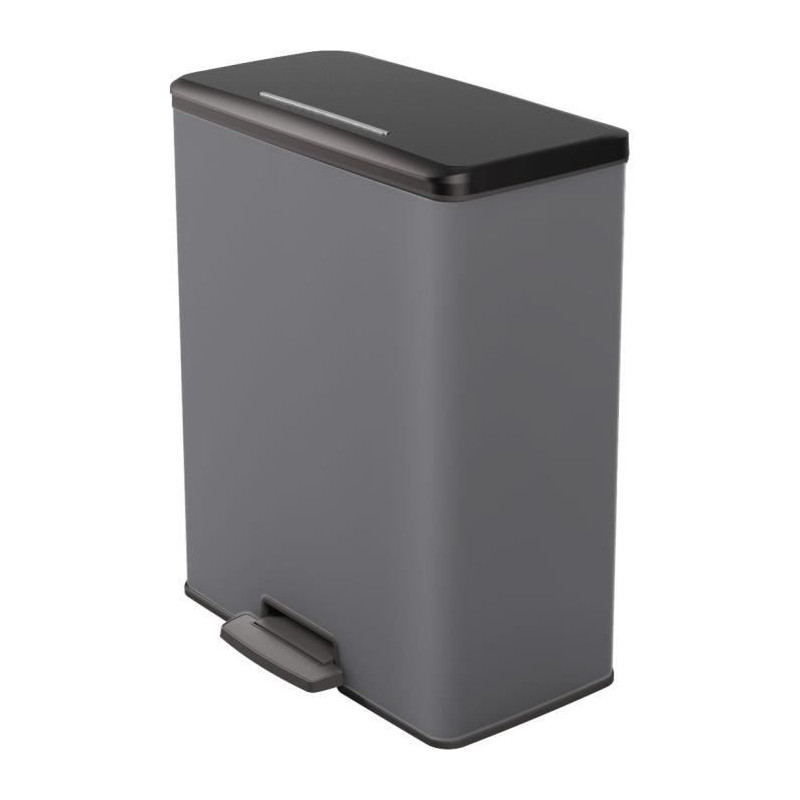 Poubelle Duo Rectangle - DECO BIN - CURVER - 52L (26+26L) - 49 x 32 x 61 cm - Anthracite