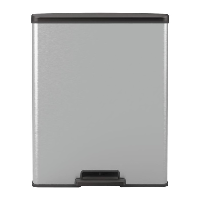 Poubelle Rectangle - DECO BIN - CURVER - 65L - Design moderne - 49 x 29 x 61 cm - Gris métallisé