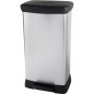 Poubelle Duo Rectangle - DECO BIN - CURVER - 46L (23+23L) - Double compartiment - 39 x 29 x 72 cm - Gris métallisé