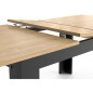 Table extensible - CRAFT - Rectangulaire - Décor mélamine chene hamilton et noir mat - 6 places - 160 / 200 x 90 cm - DEMEYERE