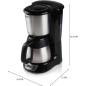 Cafetiere filtre - DOMO - DO709K - 1000 W - 1 L - 8 tasses - Ecran LCD - Minuteur 24 h - Acier inoxydable