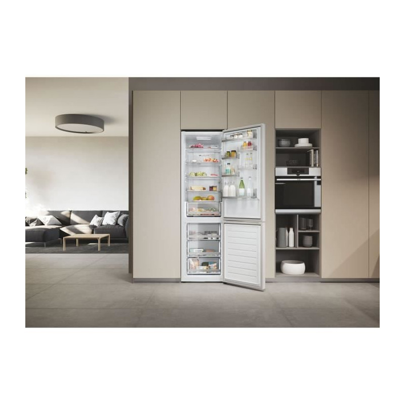 Réfrigérateur Combiné - HAIER - 2D 60 Series 1 HDW1620DNPW - Classe D - 377 L - 200 x 59,5 x 65,8 cm - Blanc