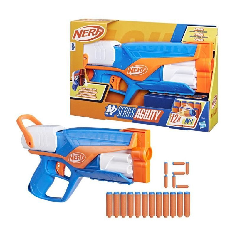 NERF blaster Agility N Series, 12 fléchettes Nerf N1 uniquement pour les blasters Nerf N Series, barillet 6 fléchettes, jeux d