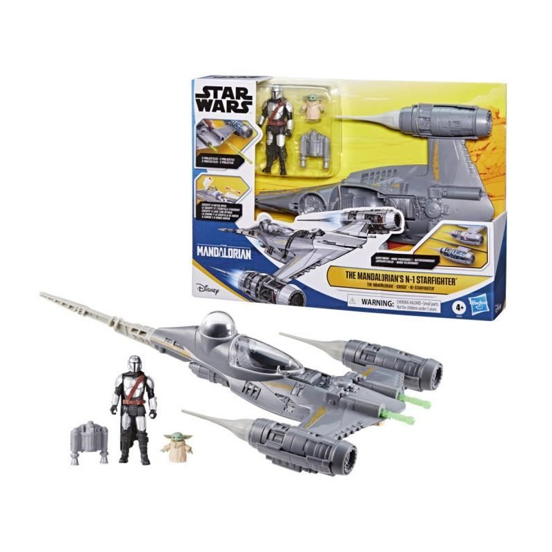 Vaisseau The Mandalorian's N-1 Starfighter, figurines Grogu et Mandalorien de 10 cm, jouet pour enfant des 4 ans, Star Wars Ep