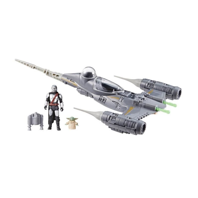 Vaisseau The Mandalorian's N-1 Starfighter, figurines Grogu et Mandalorien de 10 cm, jouet pour enfant des 4 ans, Star Wars Ep