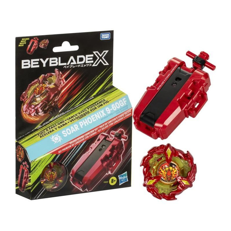 Beyblade X, pack toupie Soar Phoenix 9-60GF avec lanceur a corde deluxe