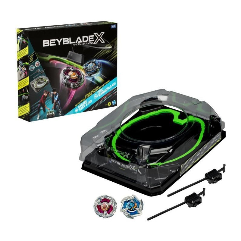 Beyblade X Set de combat Xtreme, avec 2 toupies exclusives Dragon Dagger 4-60 R et Tusk Mammoth 3-60T