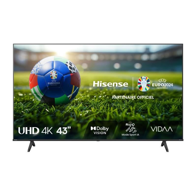 TV LED - HISENSE - 43A6N - 43'' (108 cm) - 4K UHD 3840x2160 - 60Hz - HDR 10+ - Smart TV - 3 x HDMI