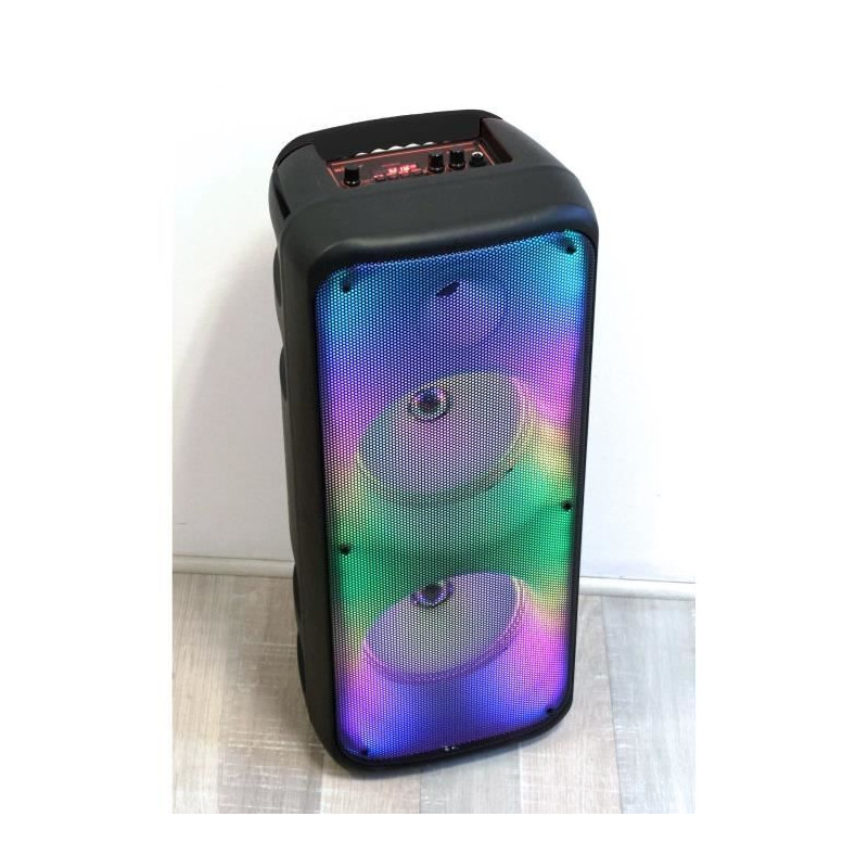 Enceinte Karaoké lumineuse - INOVALLEY - KA25-FIRE - Bluetooth V5.0 - 64 cm - 850 W - Noir