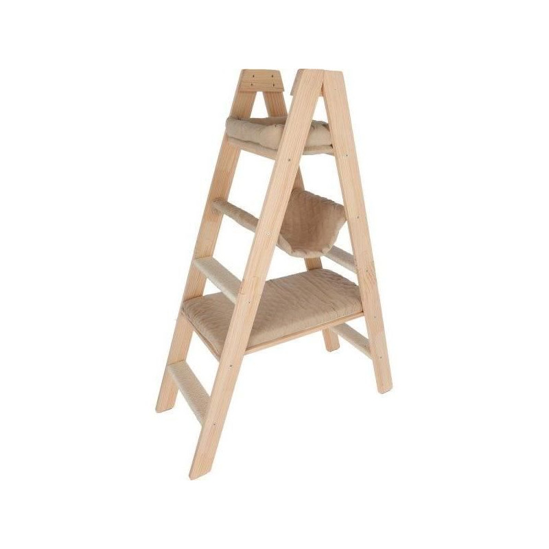 Arbre a chat 134 cm - LADDER - KERBL - Bois massif - 3 options de repos