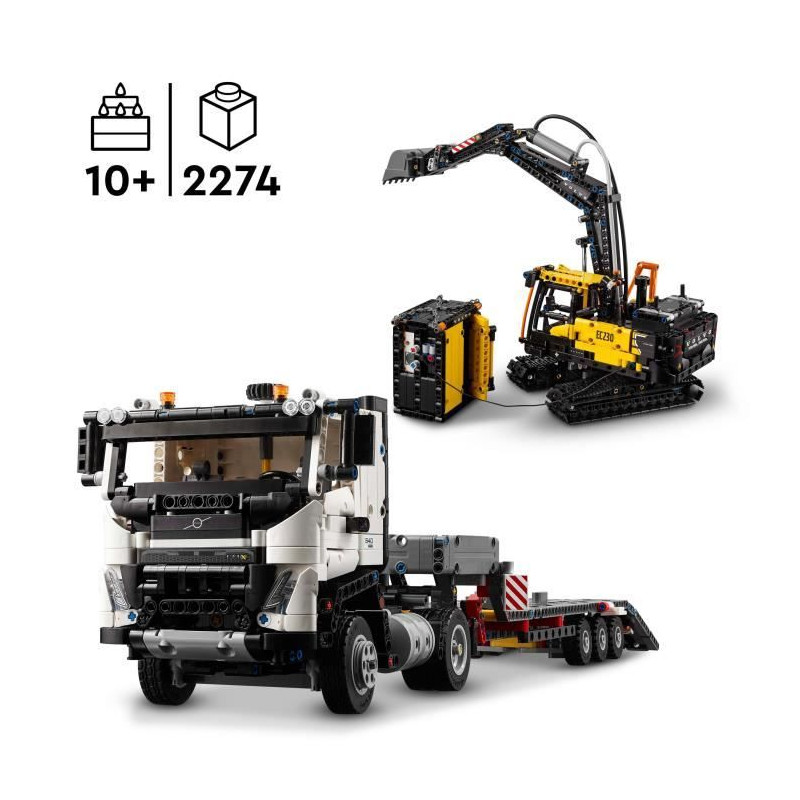 LEGO Technic 42175 Camion Volvo FMX et Pelleteuse Électrique EC230 - Set de Véhicule