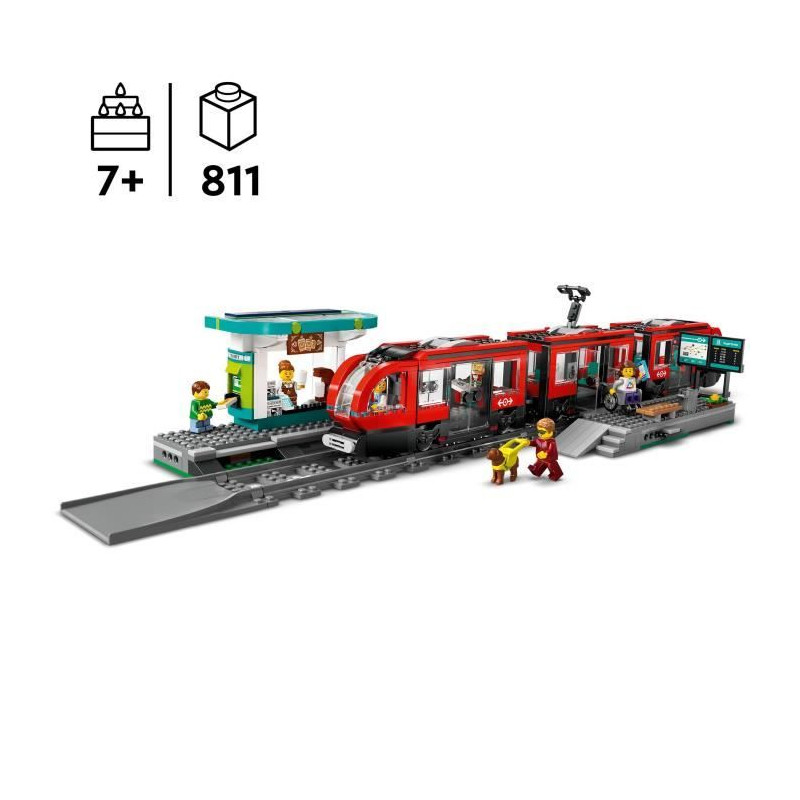 LEGO City 60423 Le tramway et la station du centre-ville, véhicule pour enfants des 7 ans