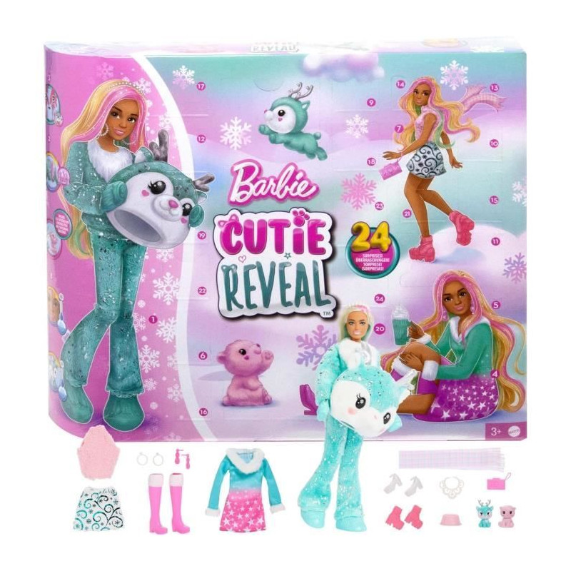 Barbie-Calendrier de l'Avent Cutie Reveal-1 poupée et 24 surprises HJX76