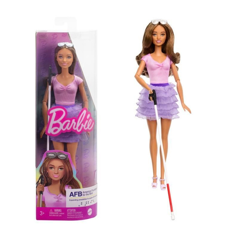 BARBIE Poupée fashionista non voyante jupe violette HRH17