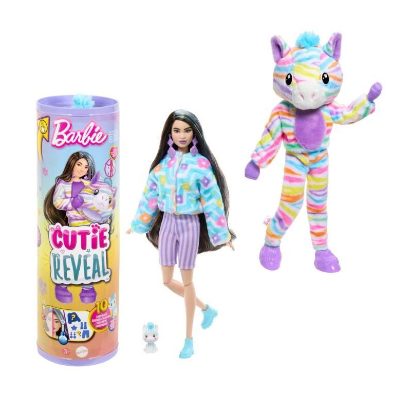 Barbie-Barbie Cutie Reveal-Poupée zebre Reve Coloré avec 10 surprises HRK39