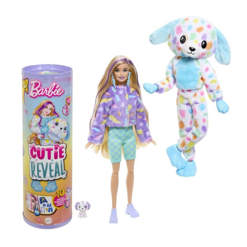 Barbie-Barbie Cutie Reveal-Poupée dalmatien Reve Coloré, 10 surprises HRK41