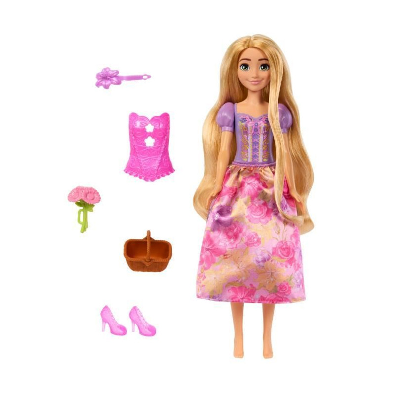 Mattel-Princesses Disney Spin & Reveal-Poupée Raiponce avec surprises HTV86