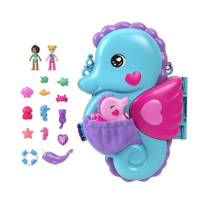 Polly Pocket-Papa et moi-Sac surprises hippocampe et 2 mini-figurines HWP03