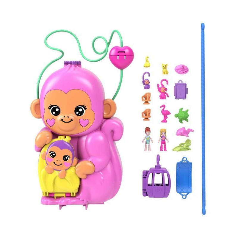 Polly Pocket-Maman Singe et Son Bébé-Coffret 2 mini-figurines HWP04