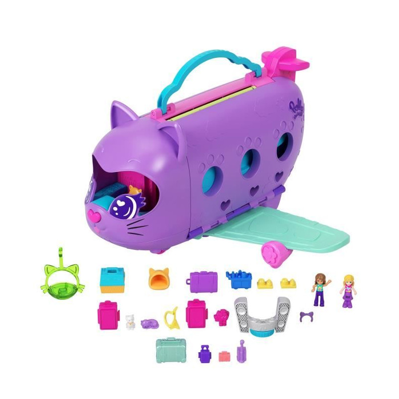 Polly Pocket-Avion Chaton Transformable-Coffret avec 2 mini-figurines HWP19