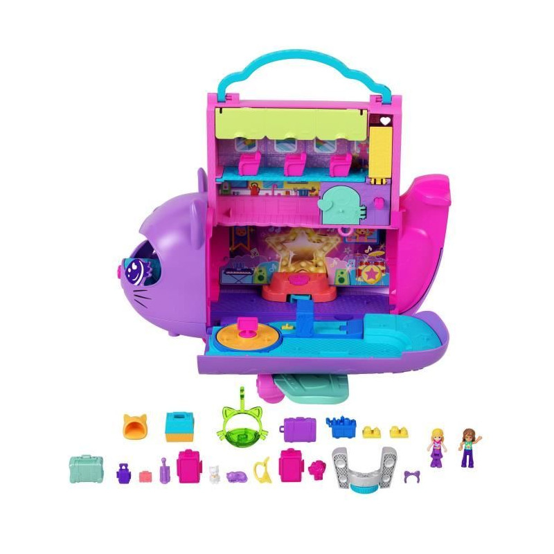 Polly Pocket-Avion Chaton Transformable-Coffret avec 2 mini-figurines HWP19