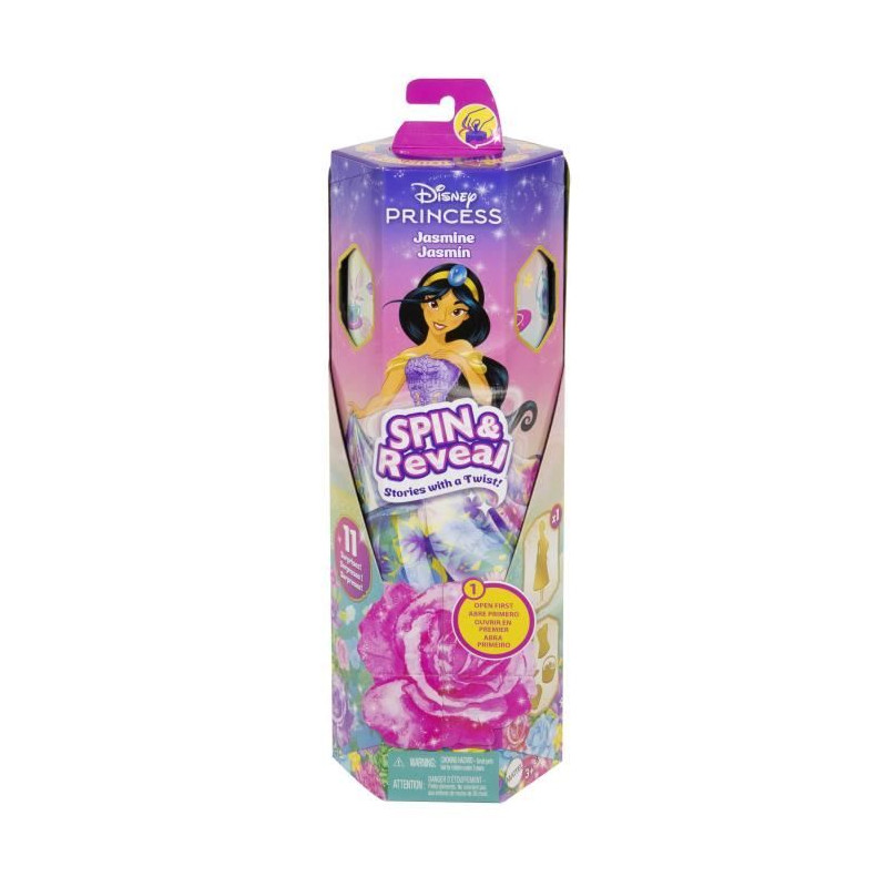 Disney-Spin & Reveal-Poupée Jasmine avec accessoires et 11 surprises HXC23