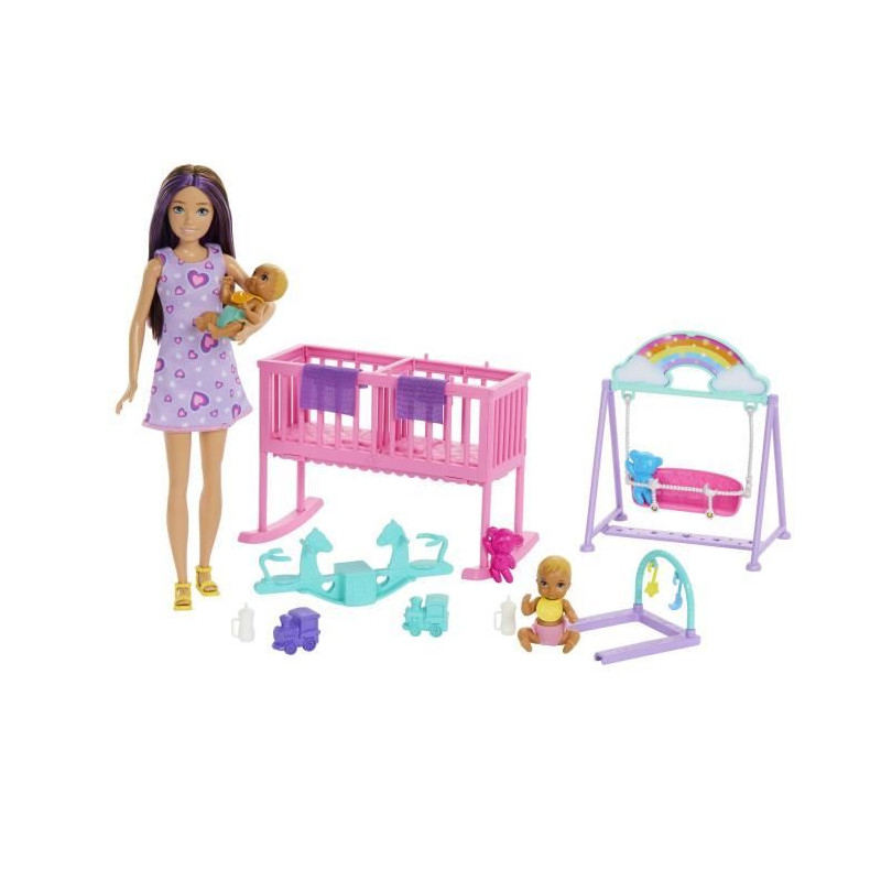 Barbie-La Chambre des Jumeaux-Coffret Skipper, bébés et accessoires HXM99