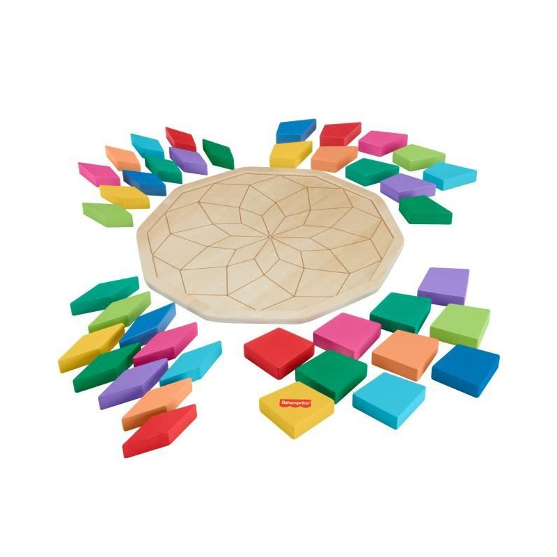 Fisher-Price-Puzzle Mandala en Bois-Puzzle 40 pieces motif géométrique HXT94