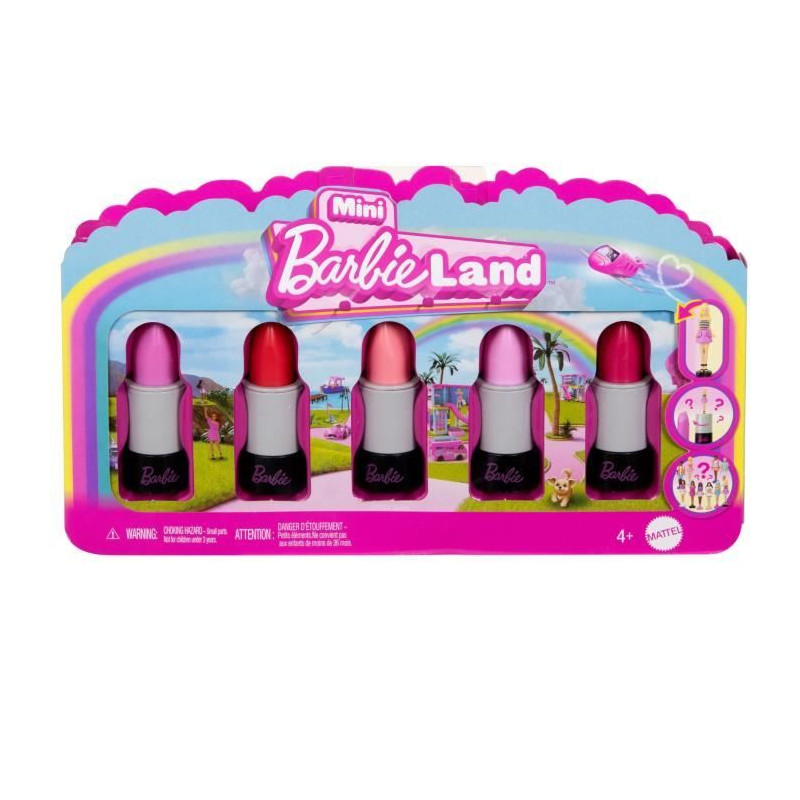 BARBIE Coffret Mini BarbieLand 6 rouge a levres avec mini poupées - JBD26