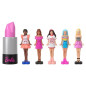 BARBIE Coffret Mini BarbieLand 6 rouge a levres avec mini poupées - JBD26