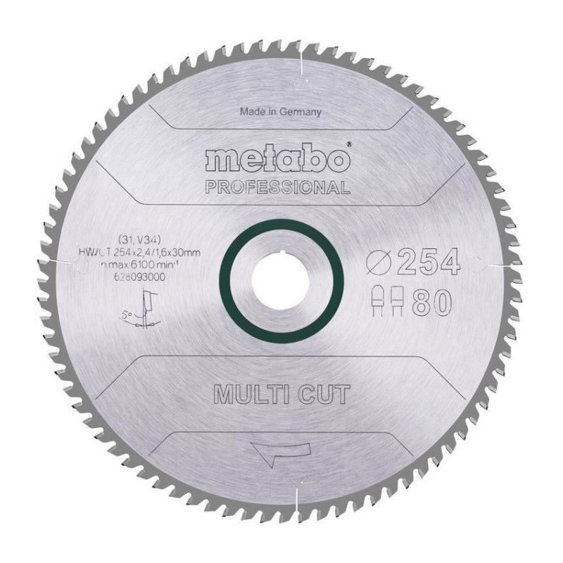 Lame de scie circulaire Pro - METABO - Multi Cut HW/CT 254x30,80FZ/TZ 5°