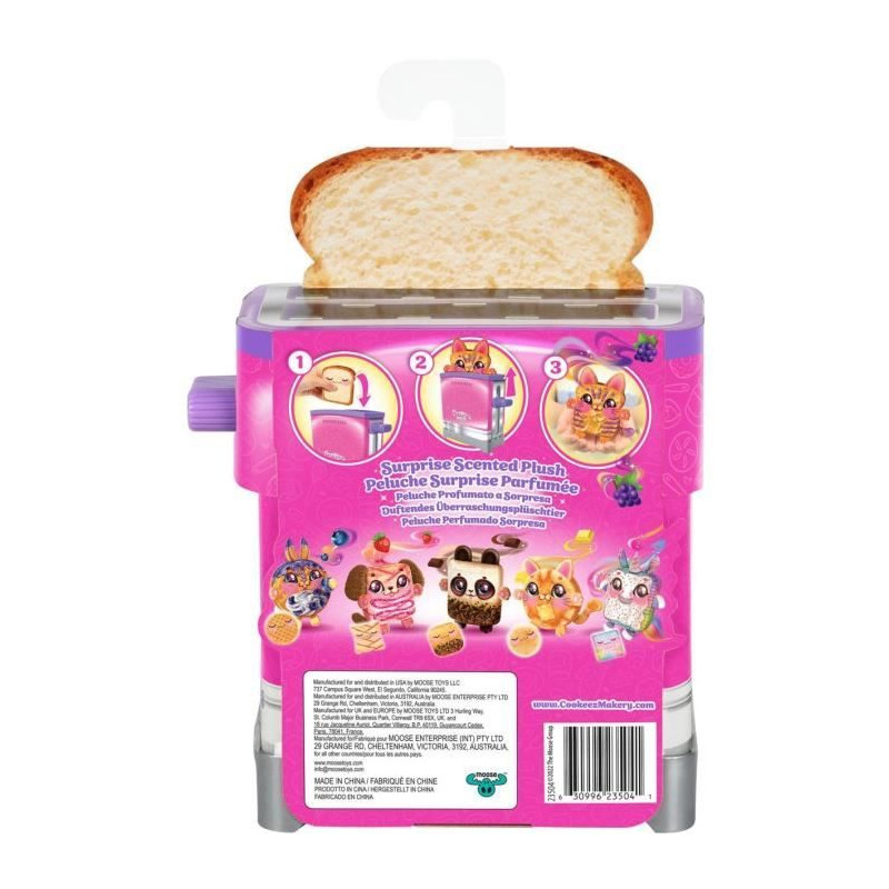 Toasty - MOOSE TOYS - COOKEEZ MAKERY - Peluche parfumée en forme de toast, grille-pain interactif