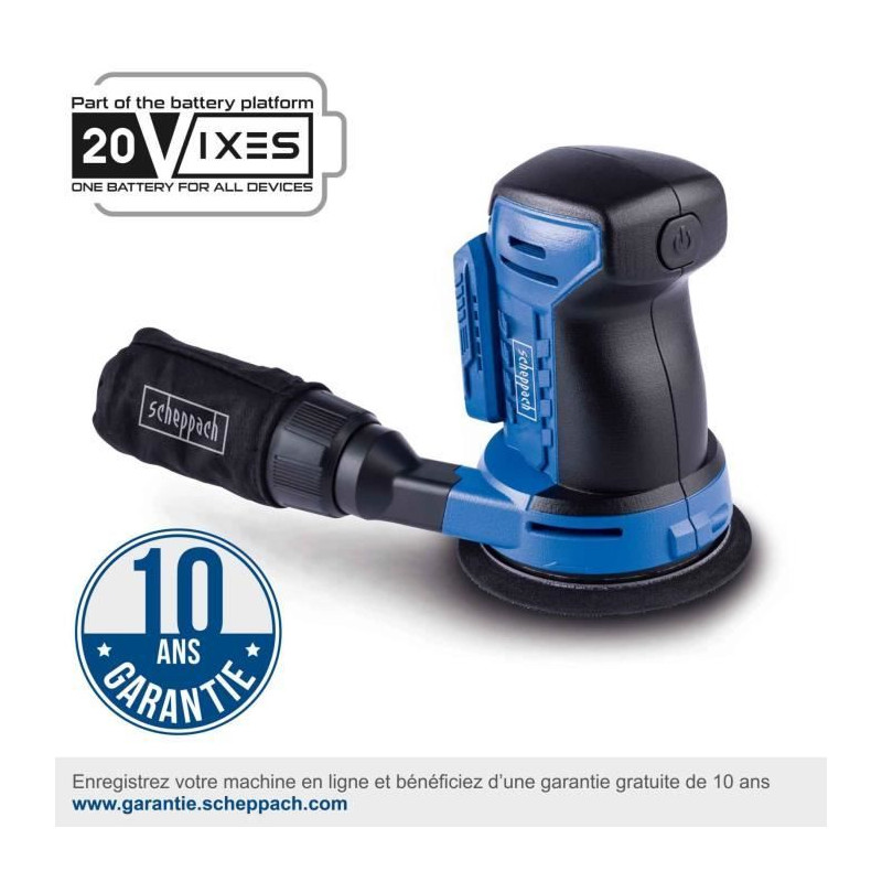 Ponceuse exentrique - SCHEPPACH - 20V IXES - 125 mm - Oscillation 2mm - Accroche velcro - sans batterie ni chargeur - C-OBS125-X